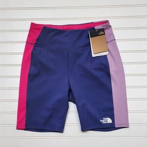 NWT The North Face Girls Never Stop Bike Shorts Size XXL (18-20) Cave Blue/Pink